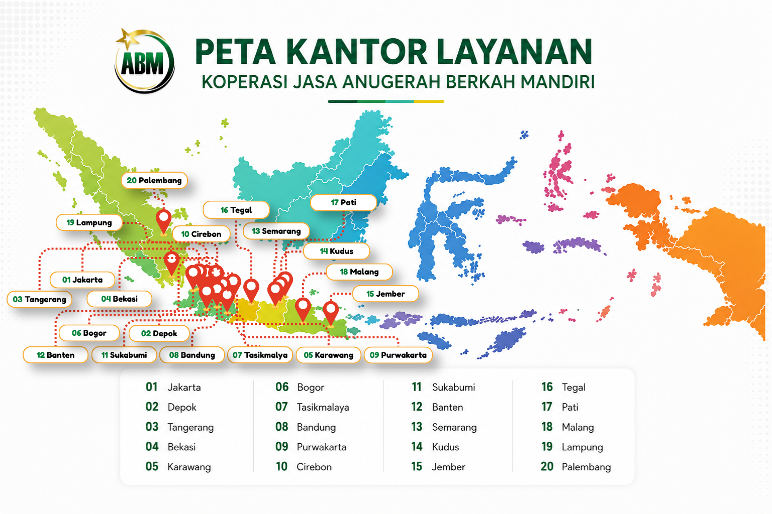Peta Kantor Layanan KOPJAS ABM